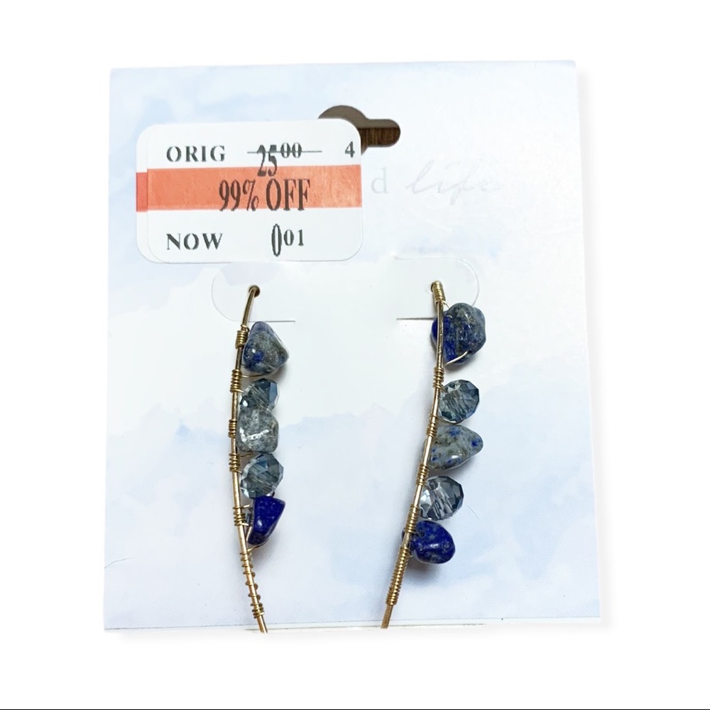 Inspired Life Stone Hanging Earrings Blue Gray - Picture 1 of 2